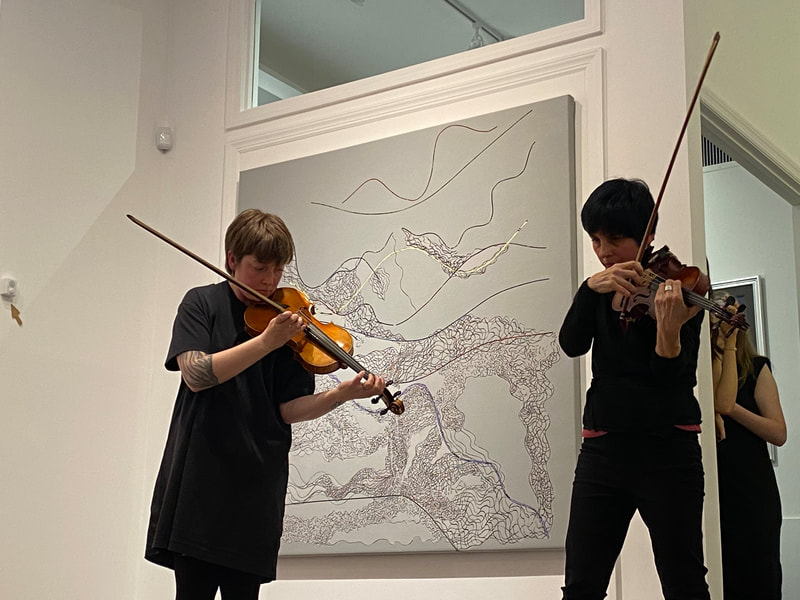 We are not here
Improvisation with three violins
Aimée Niemann Nick Pauly and Cecilia Biagini at Detour exhibition, Ruiz Healy Art Gallery, NYC, 2022
